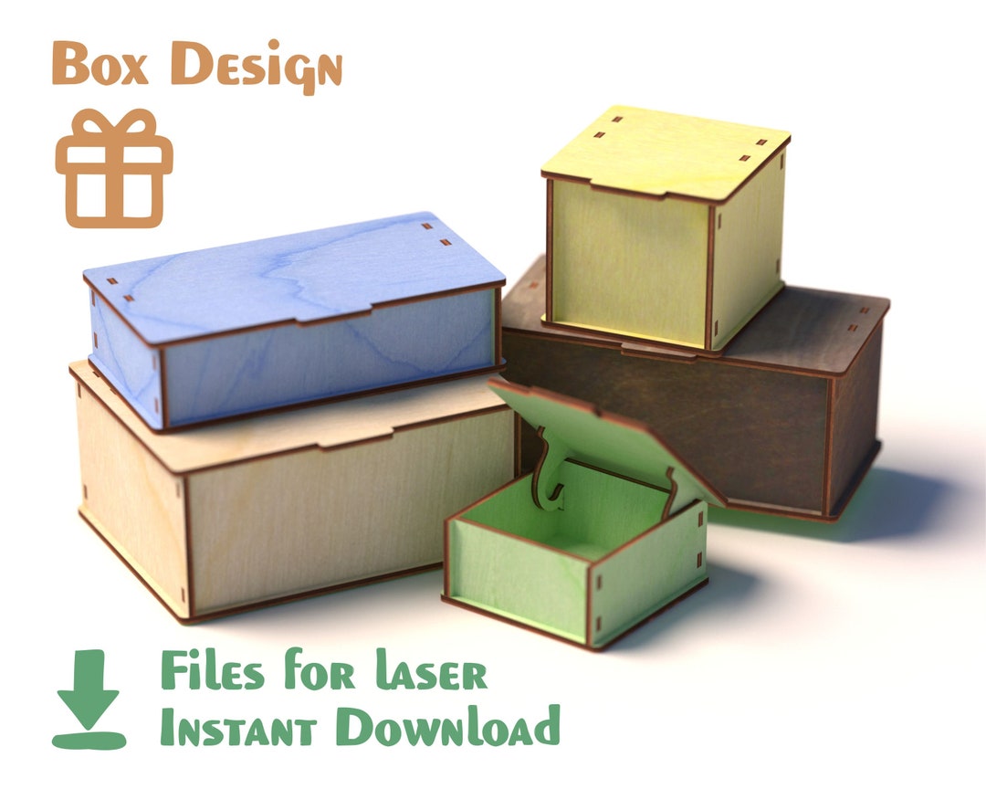 Simple Box 5 Sizes / Wooden Boxes – Laser Cut Files - Svg+dxf+pdf+ai ...