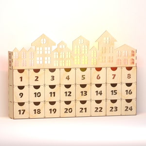 Advent Houses Laser Cut Glowforge SVG, DXF, AI Chrismas design pattern Christmas calendar, laser cut project files image 3