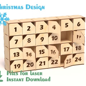 Calendrier de l'Avent le plus simple - découpé au laser - SVG, DXF, AI - design de Noël - motif calendrier de Noël
