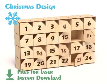 Simplest Advent Calendar - Laser Cut - SVG, DXF, AI - Chrismas design - pattern Christmas calendar