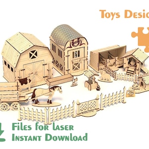 Fattoria - File taglio laser - Modello digitale SVG + DXF + PDF + Ai - Download istantanei - Regalo idea per bambini - Decorazioni per case coloniche