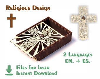 Prayer box and cross version 2 – Laser cut file - SVG laser cut file, Glowforge pattern,Prayer box laser plan digital file CDR Ai DXF