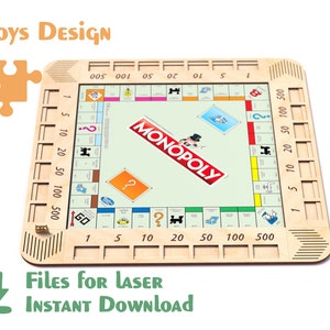 Monopoly Organizer - File tagliato al laser - progettazione per taglio laser, file digitali, CDR, DXF, Ai, SVG ecc.