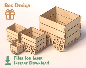 Caja con ruedas – Archivos de corte láser - plantilla digital para corte y grabado por láser - SVG+DXF+PDF+Ai - Glowforge Files - Descarga instantánea