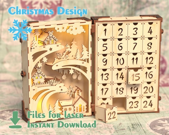 Book Advent Calendar - Christmas Village - Laser Cut Files