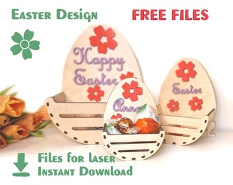 Free Files - Easter Tray – Laser Cut Files - Easter Decor - SVG+DXF+PDF+Ai - Vector files for cnc - Instant Download - Easter Gift Box