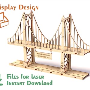 Bridge Shelf - Laser cut file, SVG - DXF - PDF files for laser, Laser Cutting Template