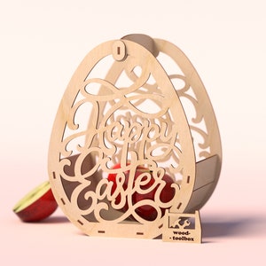 Easter Basket Laser Cut File | Happy Easter Egg SVG DXF CDR | Wooden ...