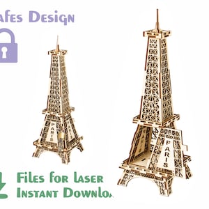 Puede incluir: Un modelo de madera de la Torre Eiffel con un compartimento secreto. El modelo está hecho de madera cortada con láser y está listo para ser ensamblado. El modelo es un gran regalo para cualquiera que ame París o Francia.