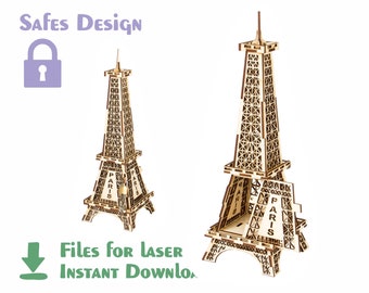 Eiffel Tower - Laser cut files. SVG, DXF, CDR. Glowforge files Instant download, cnc file, Famous Buildings