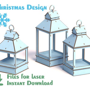 Simple Lantern ver2 - Laser cut file. Cdr, Dxf, Ai, Svg files. Instant download, Cnc files. Christmas decoration. Laser Cut Plywood