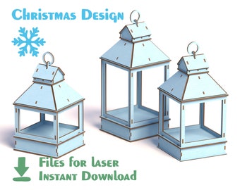 Simple Lantern ver2 - Laser cut file. Cdr, Dxf, Ai, Svg files. Instant download, Cnc files. Christmas decoration. Laser Cut Plywood