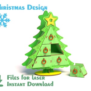 Laser cut christmas tree files - Cdr, Dxf, Ai, Svg files. Instant download, Cnc files. Christmas decoration