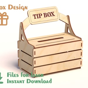 Tip Box - Laser Cut Files - Digitale Vorlage - Datei zum Laserschneiden und Gravieren - Vektorpläne - SVG+DXF+PDF+Ai - Sofort Download