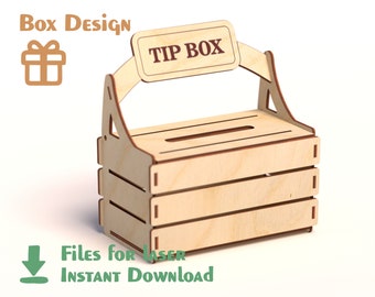 Tip Box – Laser Cut Files - Digital template - File for Laser cutting and engraving - Vector plans - SVG+DXF+PDF+Ai - Instant Download