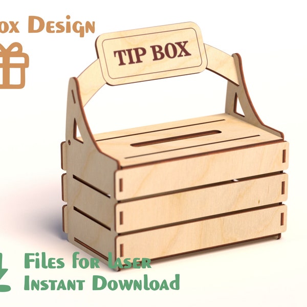 Tip Box – Laser Cut Files - Digital template - File for Laser cutting and engraving - Vector plans - SVG+DXF+PDF+Ai - Instant Download