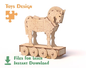 Trojan Horse - Medieval models Laser cut file. Cdr, Dxf, Ai, Svg files. Instant download, Cnc files.