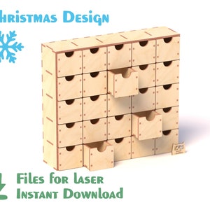 Christmas Advent Calendar - Attention! This is NOT A PHYSICAL PRODUCT, but digital files for creating advent calendar with 25 drawers