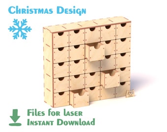 Christmas Advent Calendar - 25 drawers - Laser Files - Blank for the Christmas Advent Calendar - CNC Templates