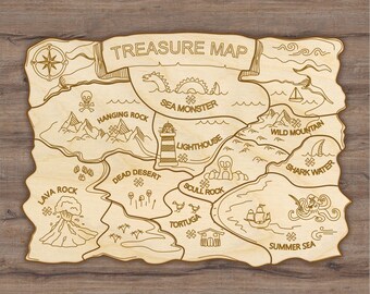 Treasure Pirate Map - Files for Laser Machines - Vector Templates