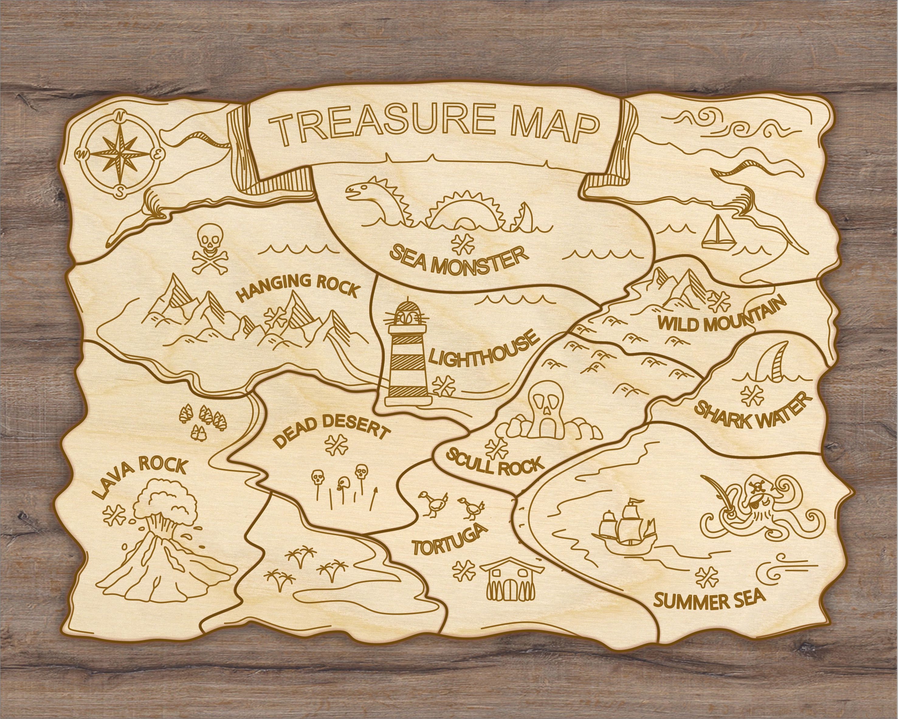 Treasure Pirate Map - Files for Laser Machines - Vector Templates