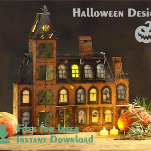 Halloween advent calendar – Laser cut file - Haunted House Laser Cut File | Halloween Mansion SVG DXF CDR | Spooky Decor Template