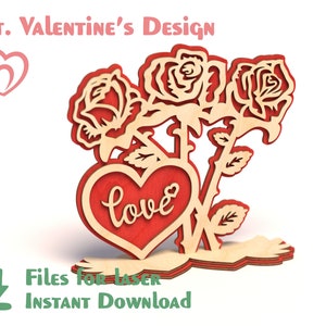 Rosen – Laser-Schneidedateien. Valentinstags geschenk - valentines cute dxf files for laser - sperrholz modell - template cnc laser cut, SVG CDR AI