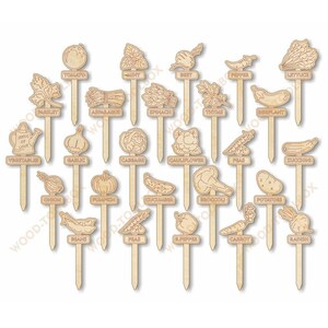 Garden Stakes svg dxf Decorative Laser Files for Glowforge. Plant, Herbs and Vegetables Garden Stakes Label. image 4