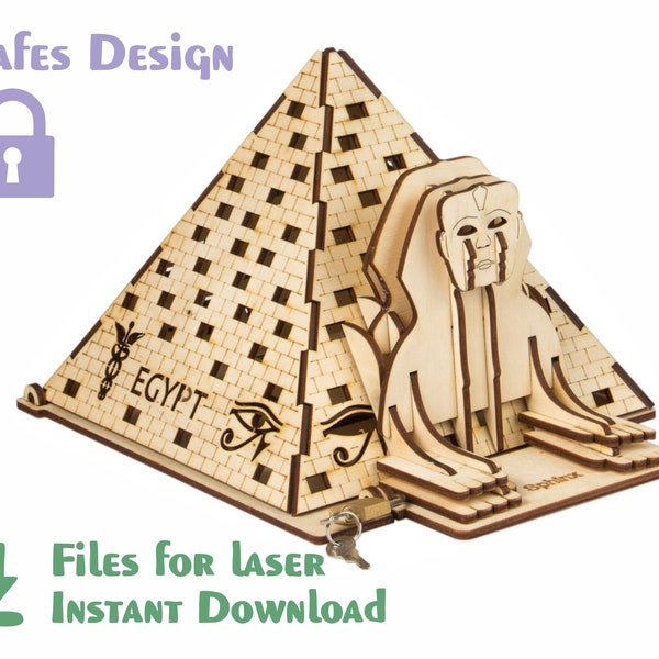 Pyramids of Giza - Laser cut files. SVG, DXF, CDR. Glowforge files Instant download, cnc file, Famous Buildings