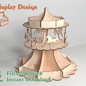 Carrossel de doces – Arquivos cortados a laser -SVG, DXF, CDR. Produto digital/Glowforge/Padrão para corte a laser/Ai/Modelos para roteador cnc