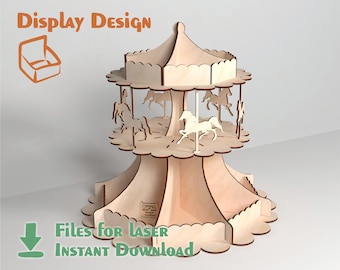 Candy carousel – Laser cut files -SVG, DXF, CDR. Digital product / Glowforge / Pattern for laser cutting / Ai / Templates for cnc router