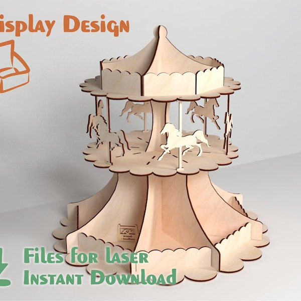 Candy carousel – Laser cut files -SVG, DXF, CDR. Digital product / Glowforge / Pattern for laser cutting / Ai / Templates for cnc router