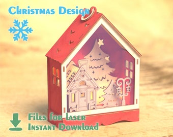 Christmas Lantern ver2 - laser cut files - Christmas dxf files for laser - plywood model - cnc plan christmas - laser cut template , SVG