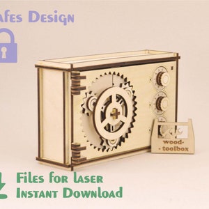 Coded wooden box – DXF files for laser cut, box cut file, CDR files for laser cut templates box, laser cut files, laser, AI