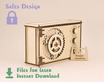 Caja de madera codificada: archivos DXF para corte por láser, archivo de corte de caja, archivos CDR para caja de plantillas de corte por láser, archivos de corte por láser, láser, AI