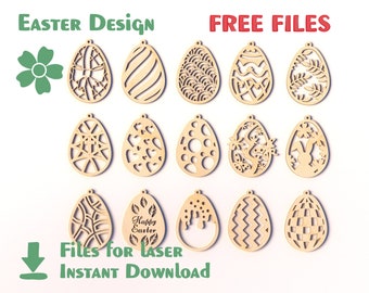 Fichiers gratuits - Modèles d'oeufs (15 pièces) - Découpés au laser - Décoration de Pâques, lapins de Pâques, lapin en bois - DXF+svg+cdr etc.