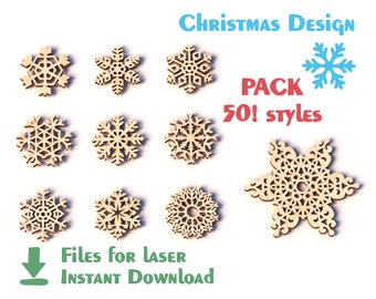 Snowflakes - Laser cut file. Cdr, Dxf, Ai, Svg files. Instant download, Cnc files. Christmas decoration. Laser Cut Plywood