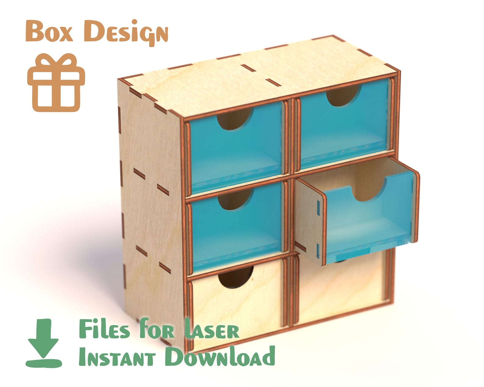 Handheld Desk Organizer With 6 Side Drawers Laser Cut Files Etsy