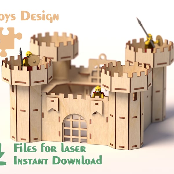 Fortress - fichiers découpés au laser - Modèle numérique à téléchargement instantané - Fichier SVG pour glowforge, DXF, PDF pour routeurs laser cnc. Idée de jeu pour enfants