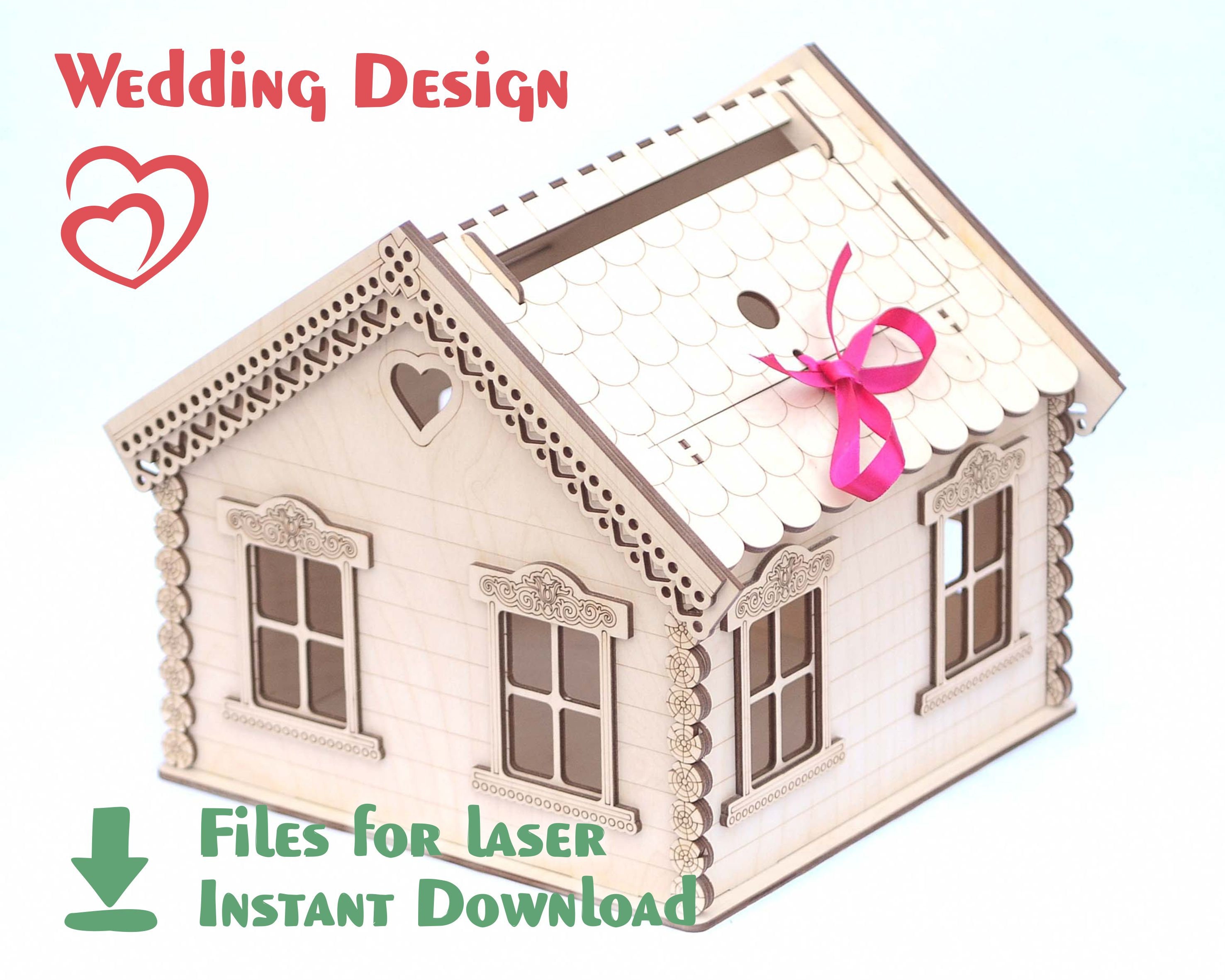 Wedding House - Laser Cut File, SVG - DXF - PDF Files for Laser, Laser ...