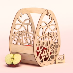 Easter Basket Laser Cut File | Happy Easter Egg SVG DXF CDR | Wooden ...