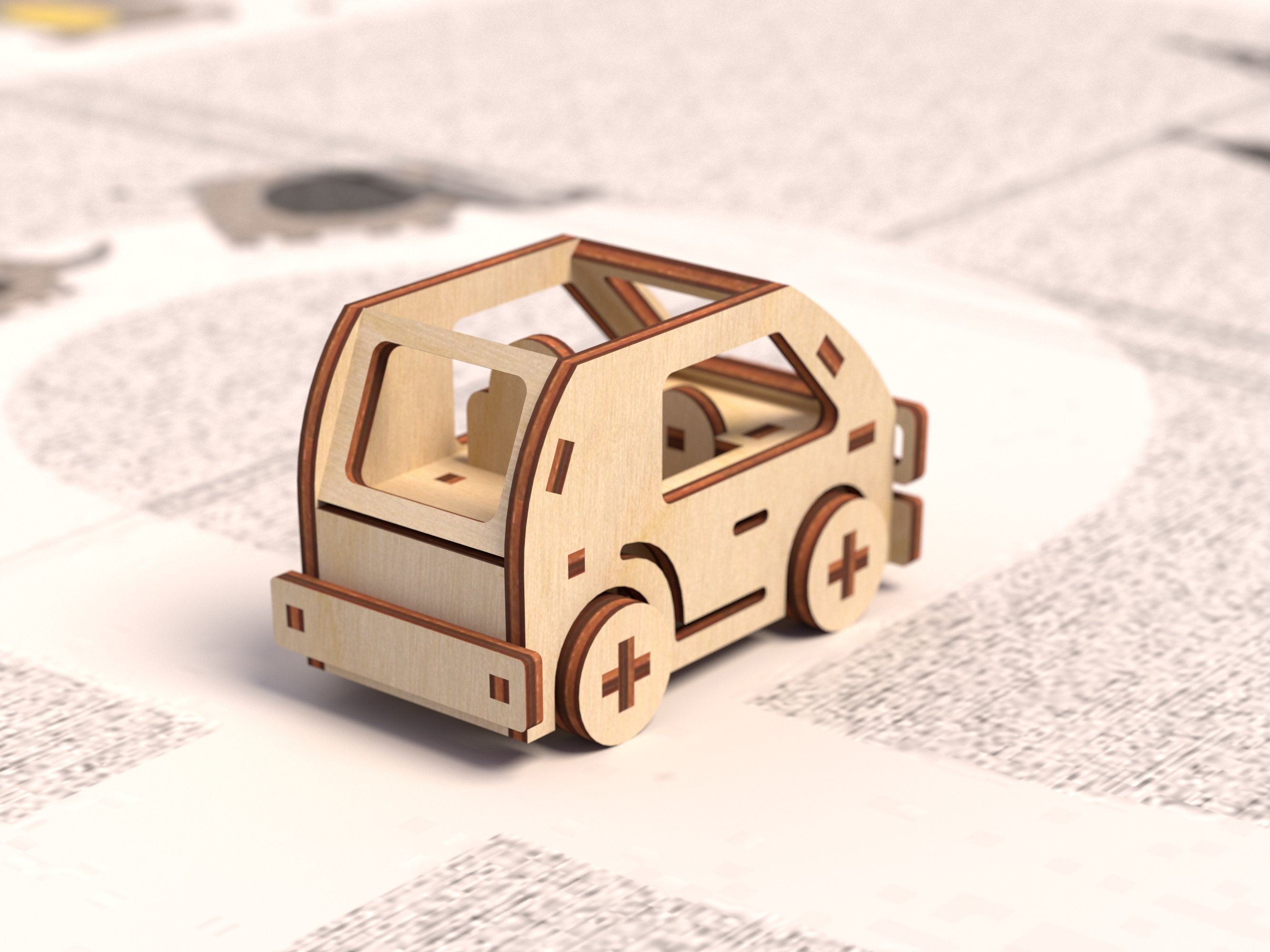 Mini Car – Laser Cut Files. SVG Digital Template / DXF Files for CNC ...