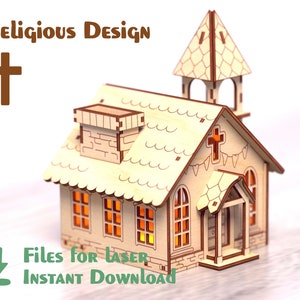 Church ver2 - Archivos láser - Modelado de edificios - Archivos personalizados para máquinas de corte por láser - Plantillas y patrones - DXF SVG CDR AI