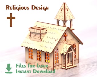 Church ver2 - Laser Files - Building Modelling - Custom Files For Laser Cutting Machines - Templates and Patterns - DXF SVG CDR Ai