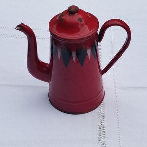 Vintage Enameled Coffee Pot - Vintage Enameled Coffee Pot - Old Enameled Coffee Pot - Enameled Coffee Pot -