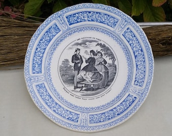 Assiètte ancienne Jules Vieillard - Assiette Antique - Assiètte ancienne - Plaque Parlante Antique - Assiette french vintage