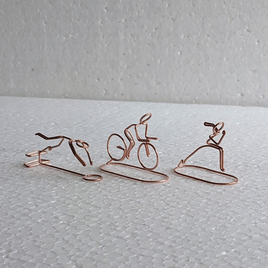 Wire Figure Triathlon Sculpture Wire Art Gift Etsy