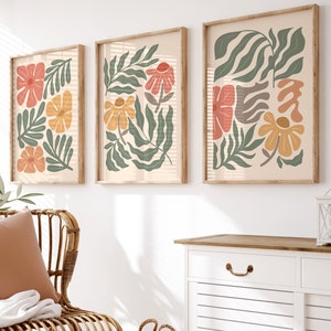 Boho Abstract Floral Print Set: Terracotta Flower Market Art