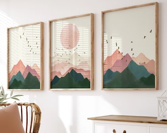 Set of 3 Boho Landscape Wall Prints | Boho Wall Decor | Living Room Wall Art | Boho Wall Art | Landscape Wall Prints | Living room decor
