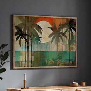 Abstract Tropical Print | Earthy Tones | Nature-Inspired Decor | Dining Room Wall Art | Eclectic Wall Decor | Tropical Wall Art